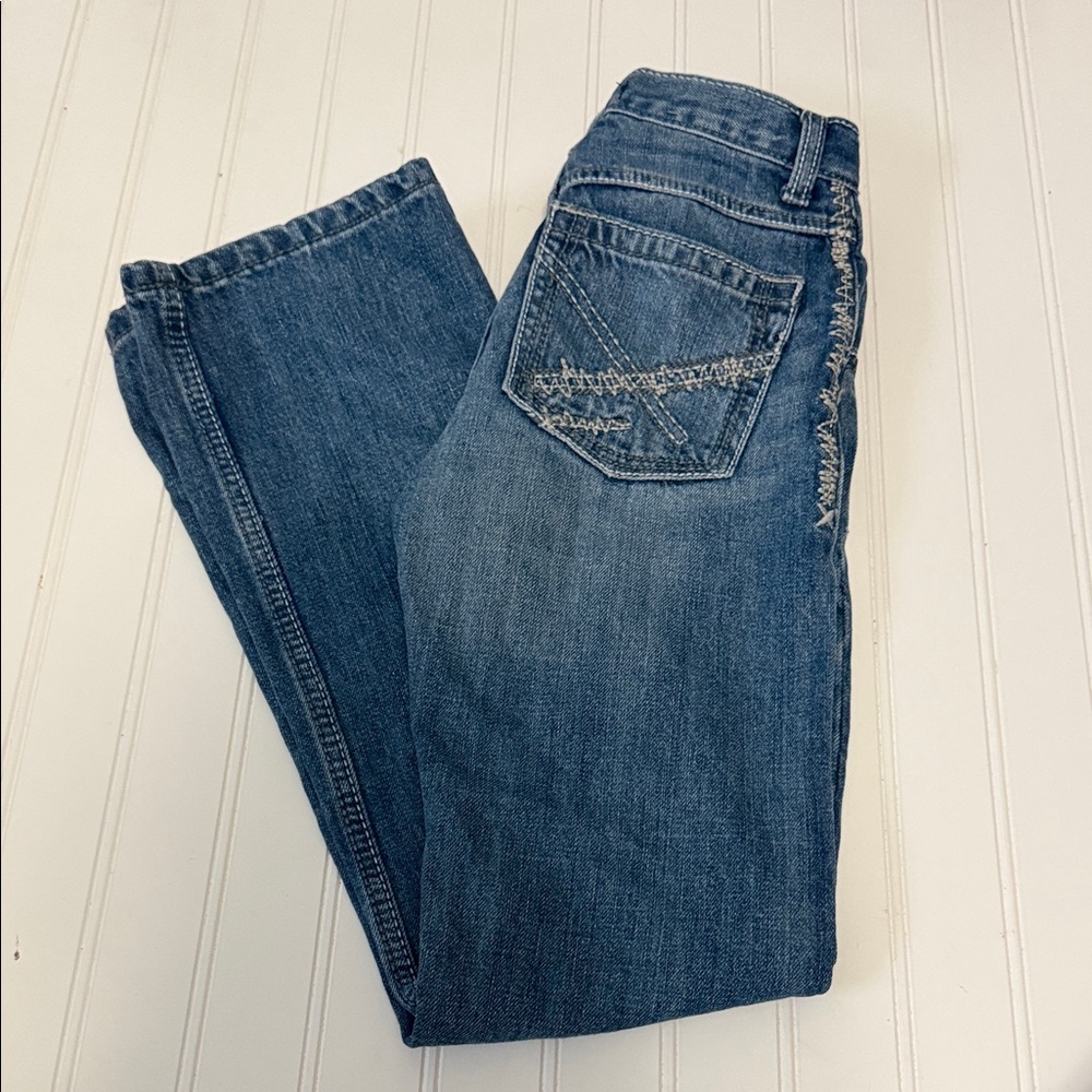 Wrangler Dark Blue Kids Denim Jeans with Back Pocket Stitching Size 12 Slim